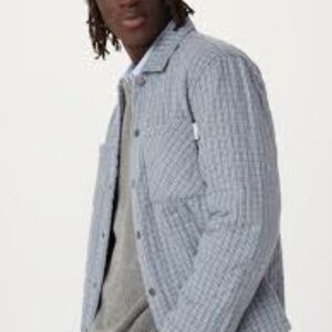 Frank & Oak Men's Shacket Quilted  Over Shirt Jacket SZ S Blue